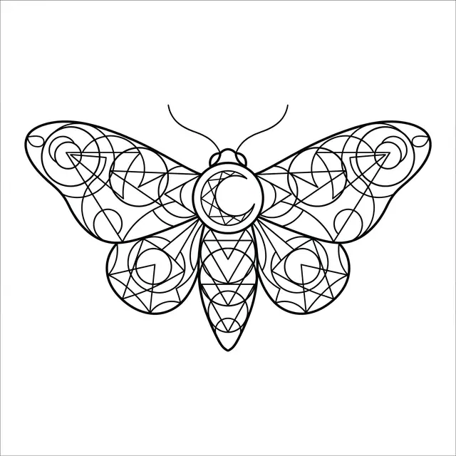 Geometric Moth With Moon