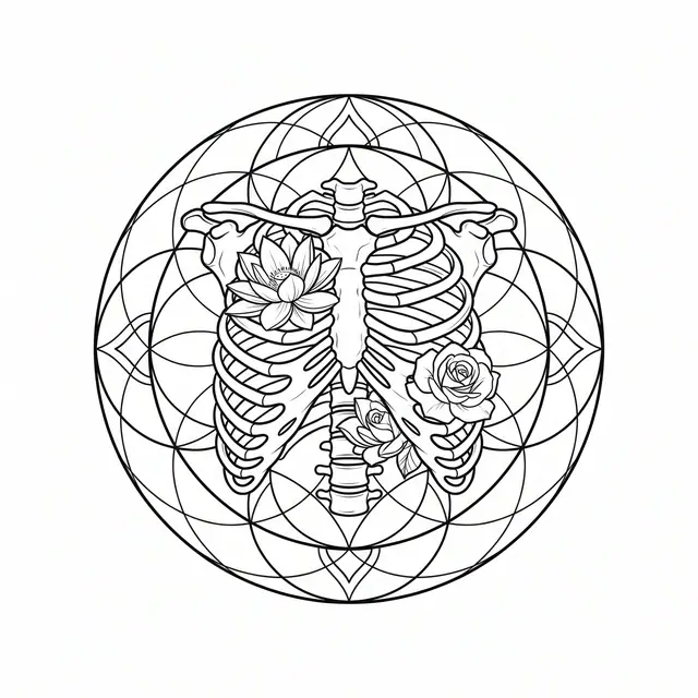 Geometric Rib Cage With Flowers