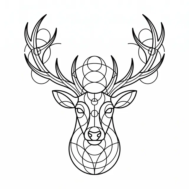 Geometric Stag With Antlers