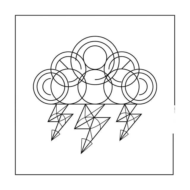 Geometric Storm Cloud With Lightning