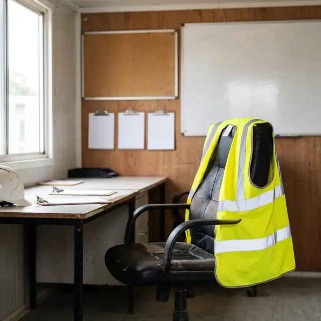Reflective safety vest hi-vis office chair site cabin workplace