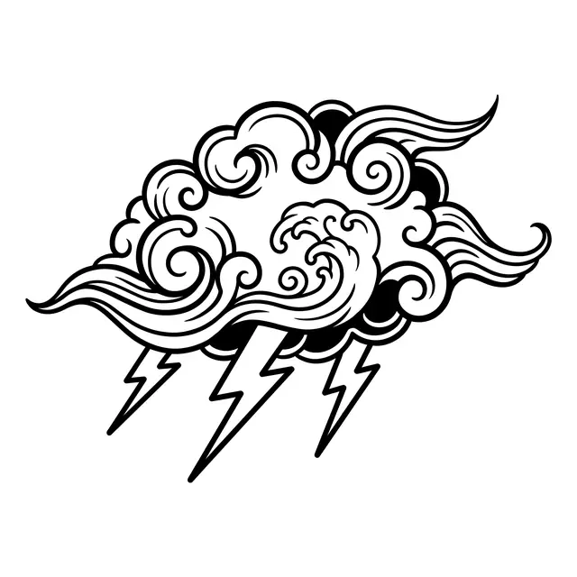 Japanese Storm Cloud With Lightning