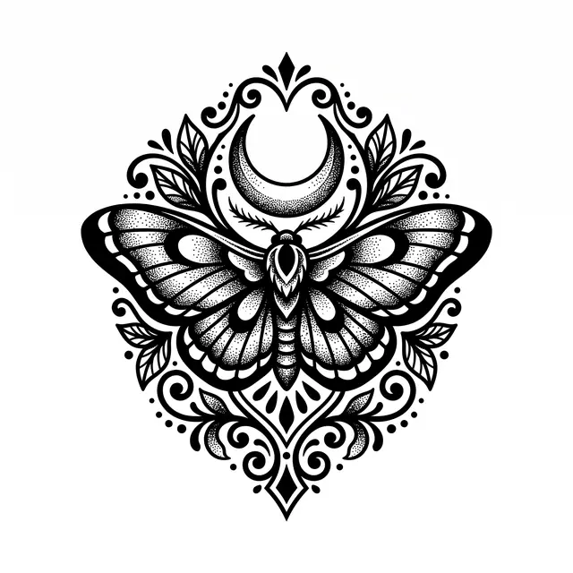 Neotrad Moth With Moon