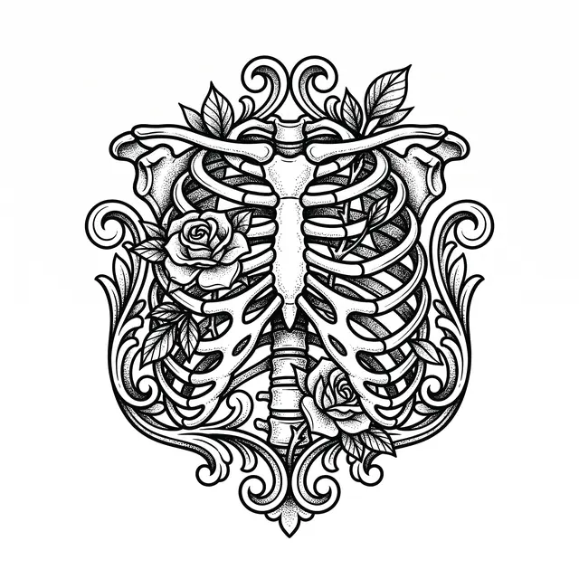 Neotrad Rib Cage With Flowers