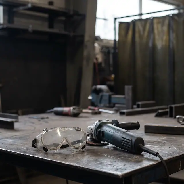 Goggles angle grinder fabrication bench safety equipment