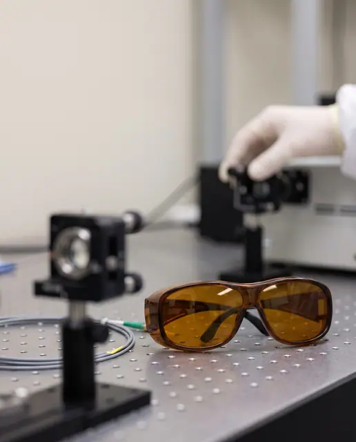 Amber laser safety glasses eyewear photonics bench lab