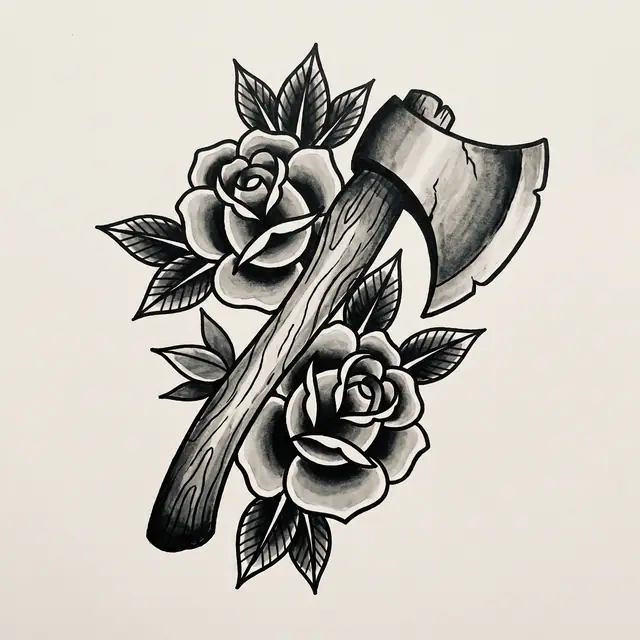 Traditional Axe With Roses