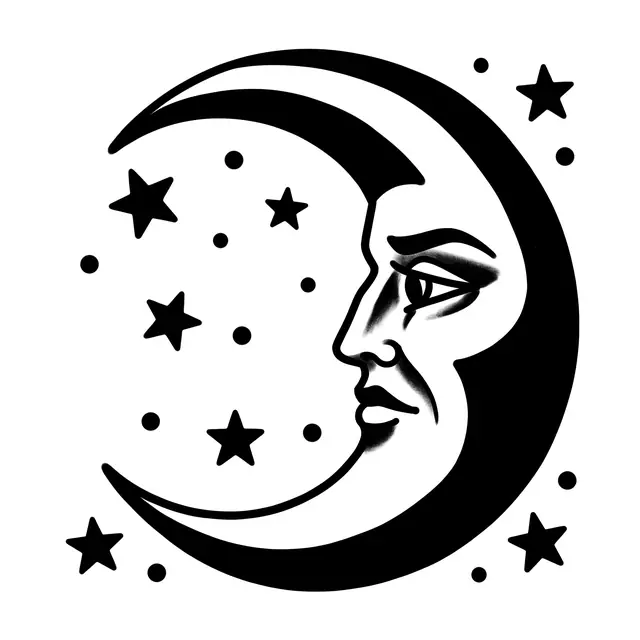 Traditional Crescent Moon Face