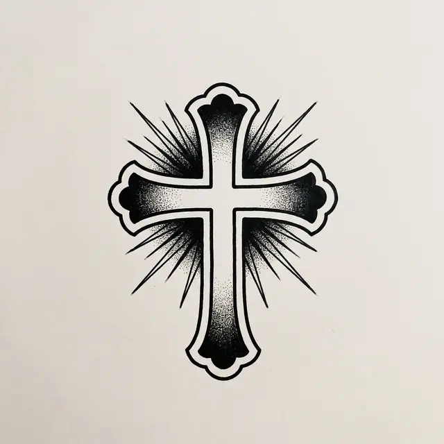 Traditional Cross With Rays