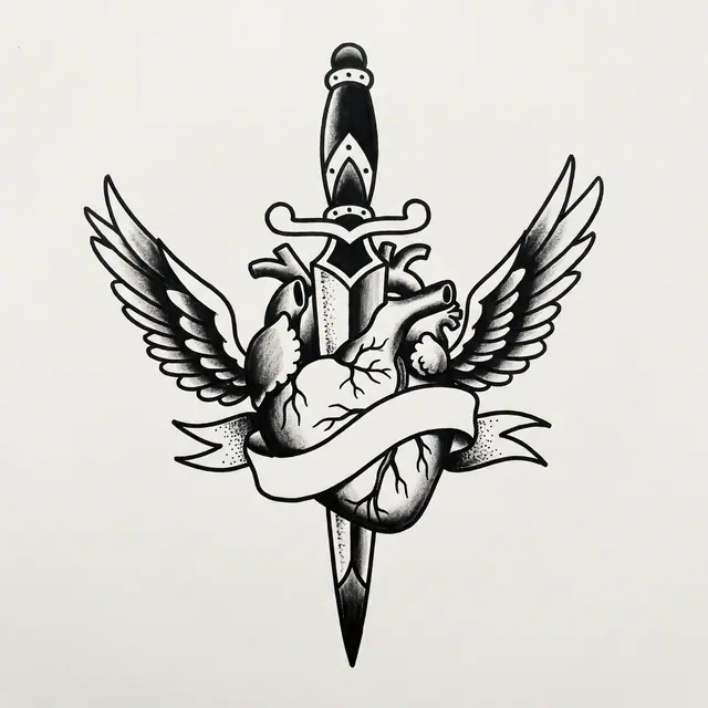 Traditional Dagger Through Heart
