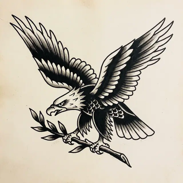 Traditional Eagle With Spread Wings