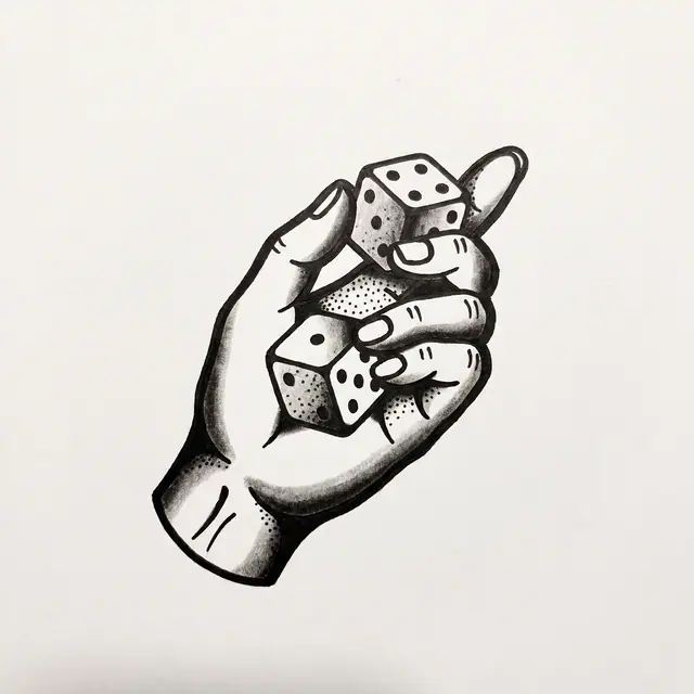 Traditional Hand Holding Dice