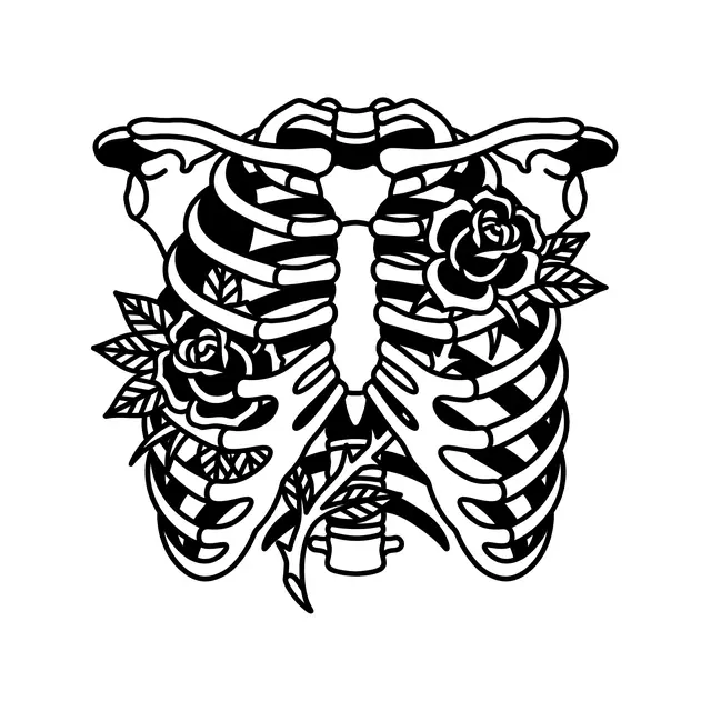 Traditional Rib Cage With Flowers