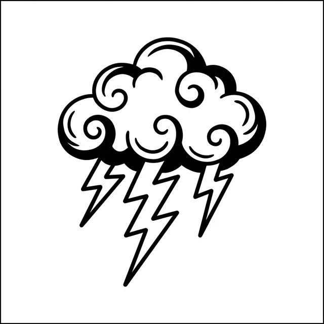 Traditional Storm Cloud With Lightning