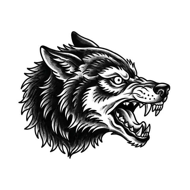 Traditional Wolf Head